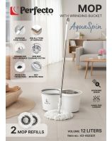 Mop with wringing bucket AquaSpin, white-gray, PERFECTO LINEA